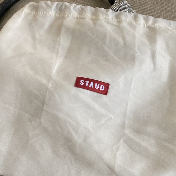 Staud Pepper Crystal Embellished Mini Moon Shoulder Bag Black Silver - Picture 10 of 14